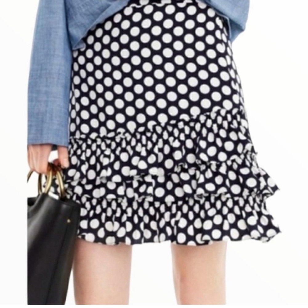 🌟🌟 J. Crew Polka Dot multi tiered ruffle skirt Sz 4
